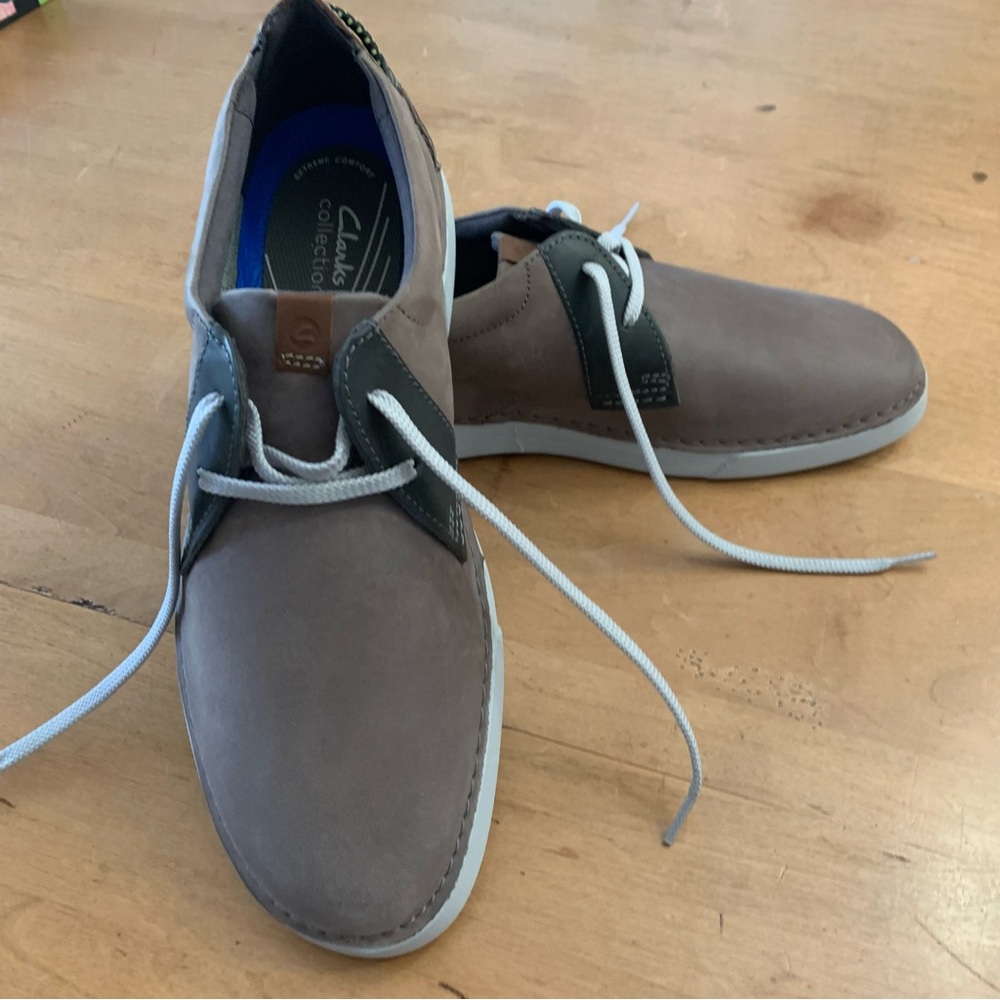 NEW. Men’s Clarke Gray Leather Shoes Size 13